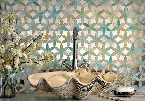 glass waterjet mosaic bathroom