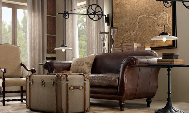 amazing brown living rooms by Restoration Hardware 2