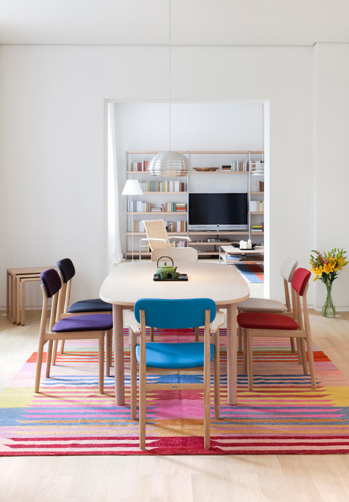 Colorful Dining Room with Multicolored Chairs 4