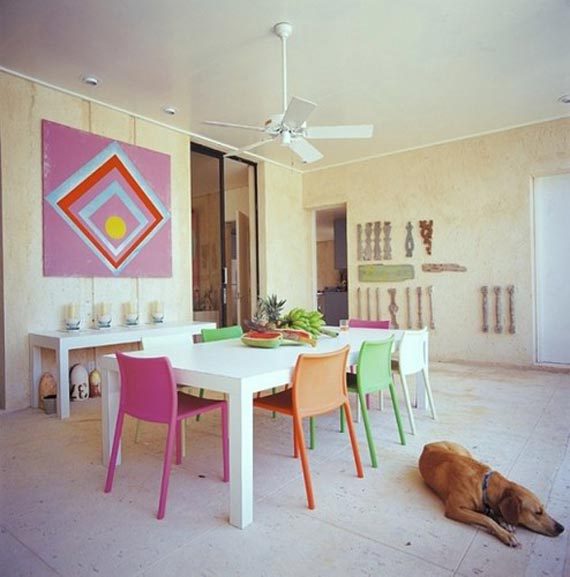 Colorful Dining Room with Multicolored Chairs 5
