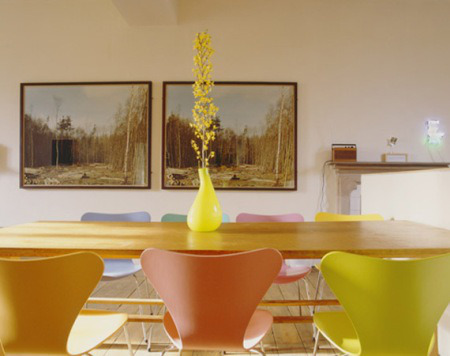 Colorful Dining Room with Multicolored Chairs 6