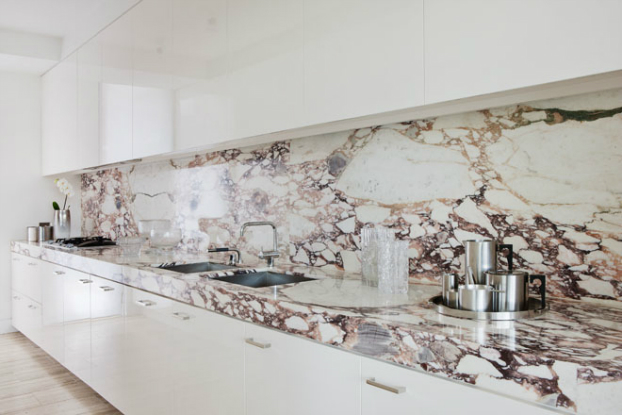 white marble kitchen Melbourne Penthouse by David Hicks