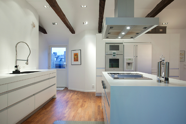 Modern white kitchen with island decorating ideas