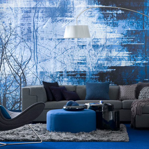 modern deep blue living room interior design ideas