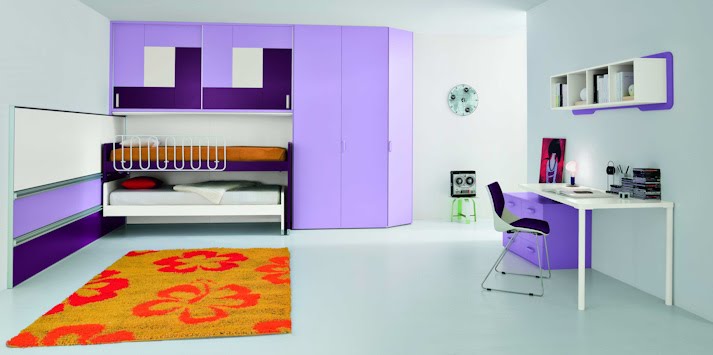 purple dream interior design ideas for small teenage girls room