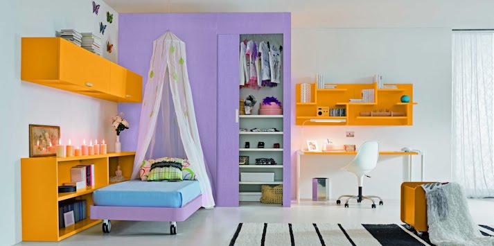 purple and orange interior design ideas for teenage girls room