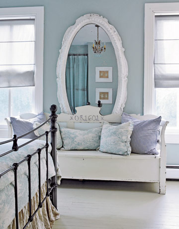 interior design with big mirror with white frame