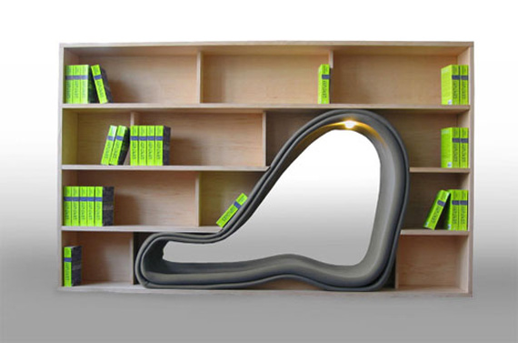 Cave Seat within Bookcase by Sakura Adachi