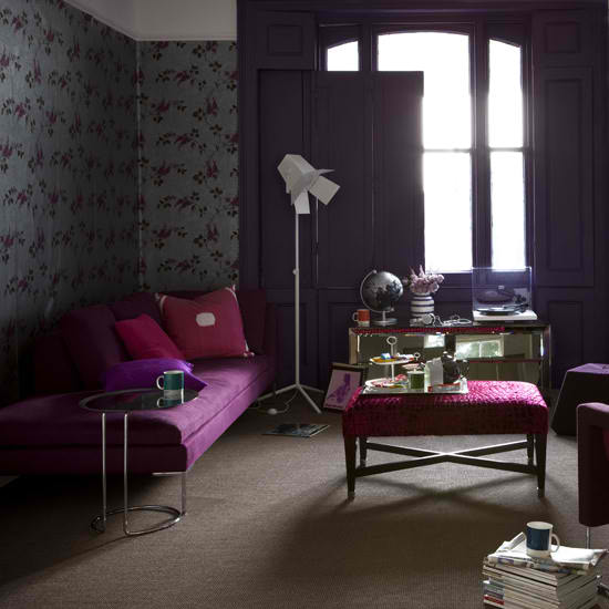 modern dark purple living room interior design idea