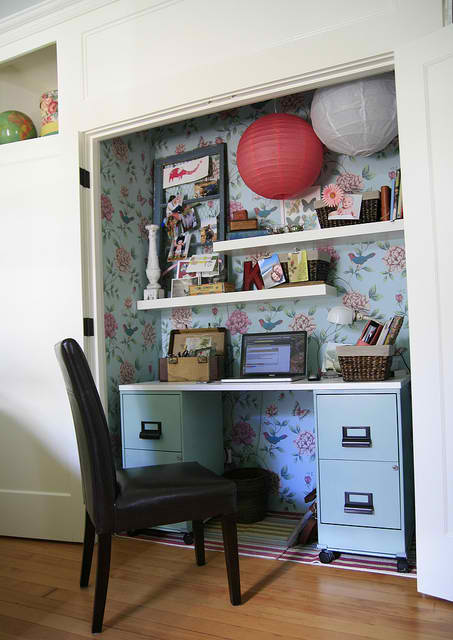 small home office in a closet