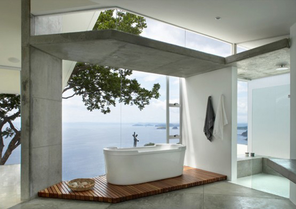 luxury bathroom design with a view