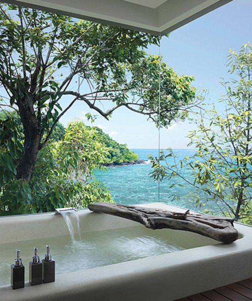 bathroom with a sea view