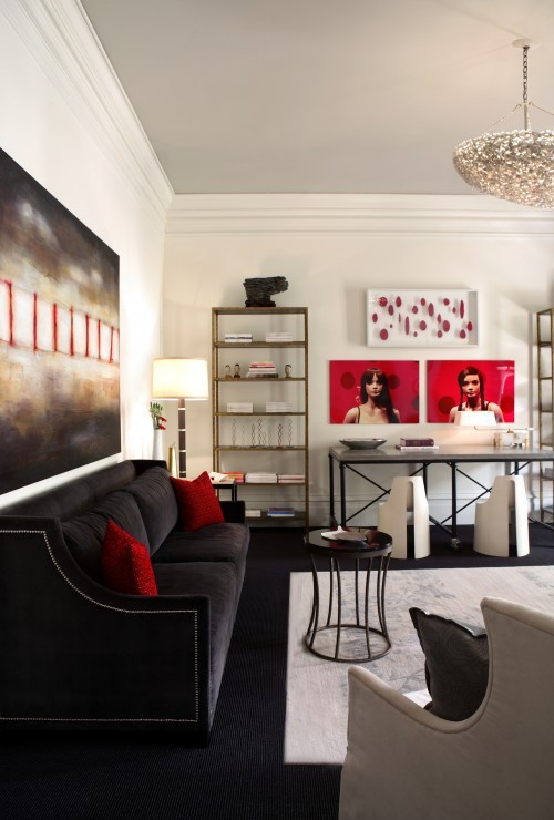black and red living room
