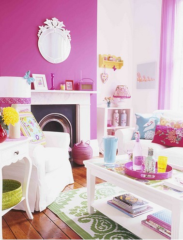 pink colorful living room