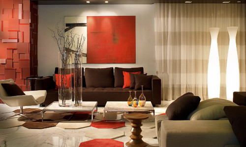 Red Living Room Interior Design Ideas 86
