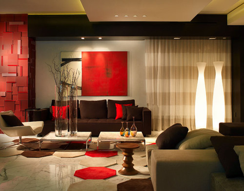 Red Living Room Interior Design Ideas 56