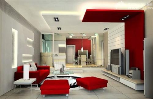 Red Living Room Interior Design Ideas 20