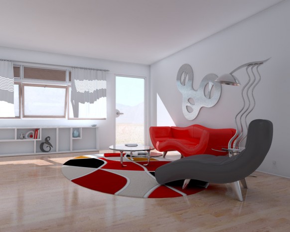 Red Living Room Interior Design Ideas 41