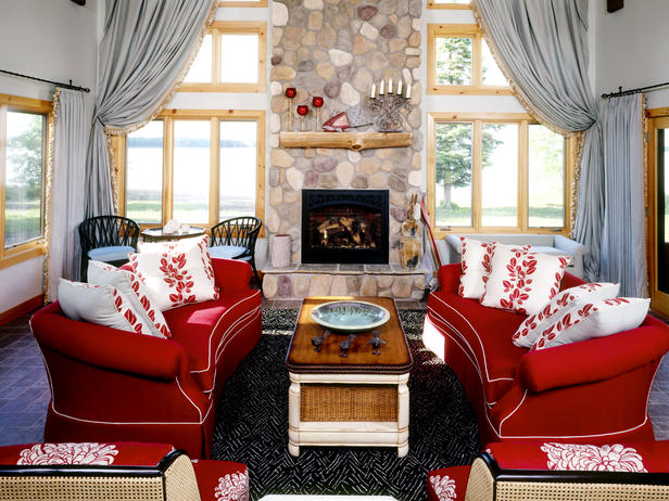 Red Living Room Interior Design Ideas 4