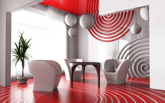 Red Living Room Interior Design Ideas 38