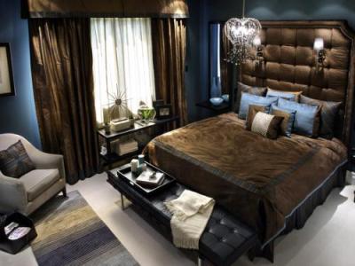 chocolate and blue bedroom