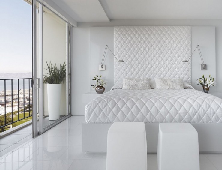 white bedroom by Mark English Architects