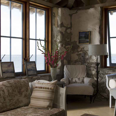 cottage chic stone living room