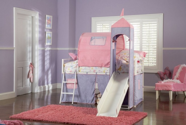 girls bunk bed with slide