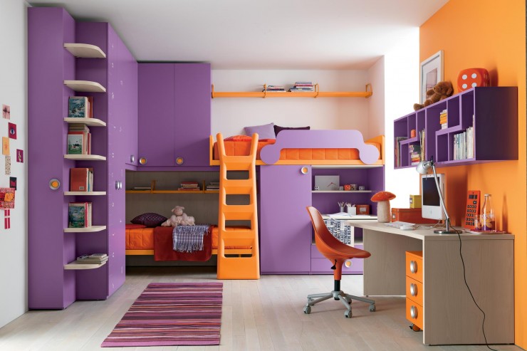 girls purple bunk beds
