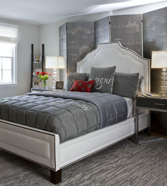 modern cozy grey bedroom