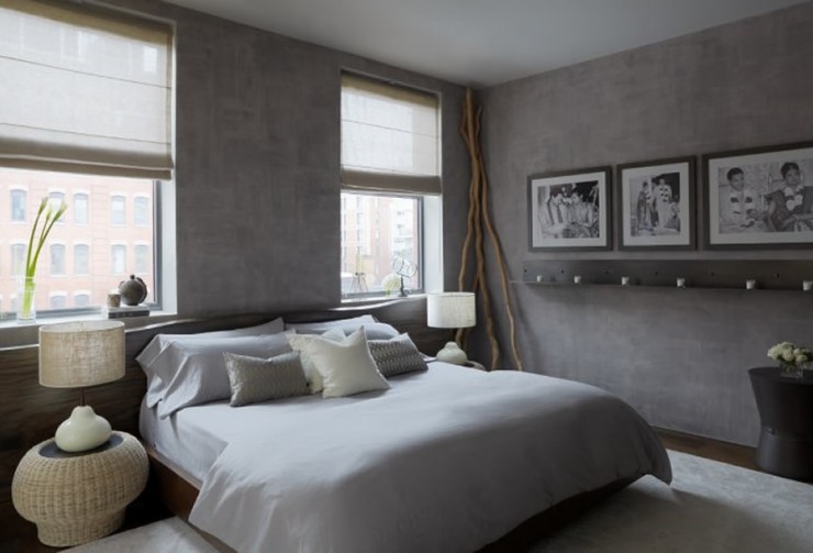 modern grey bedroom by purvipadia