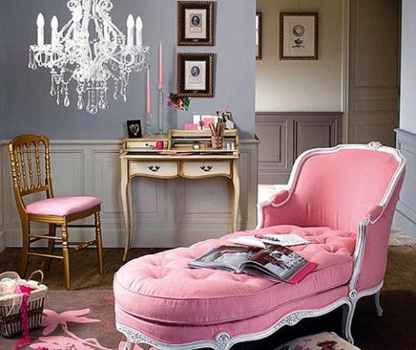 romantic pink french living room