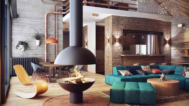 Industrial Loft interior design by Alexander Uglyanitsa