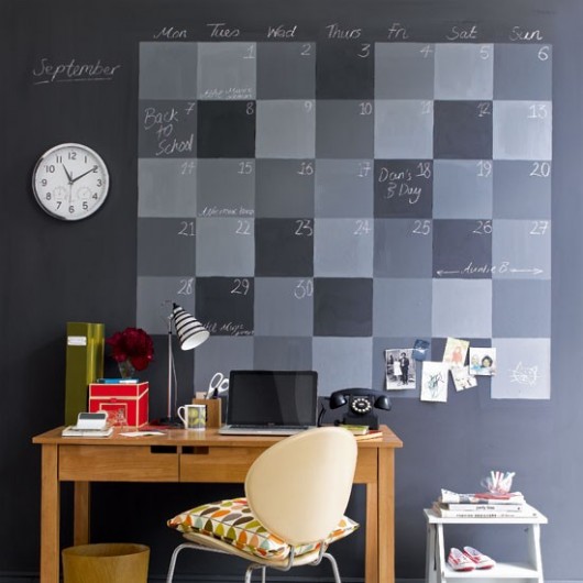 chalkboard calendar home office idea