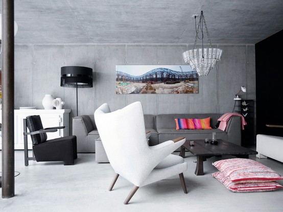 concrete living room and floor