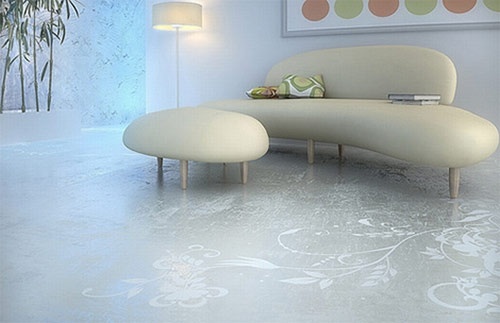 concrete living room flooring