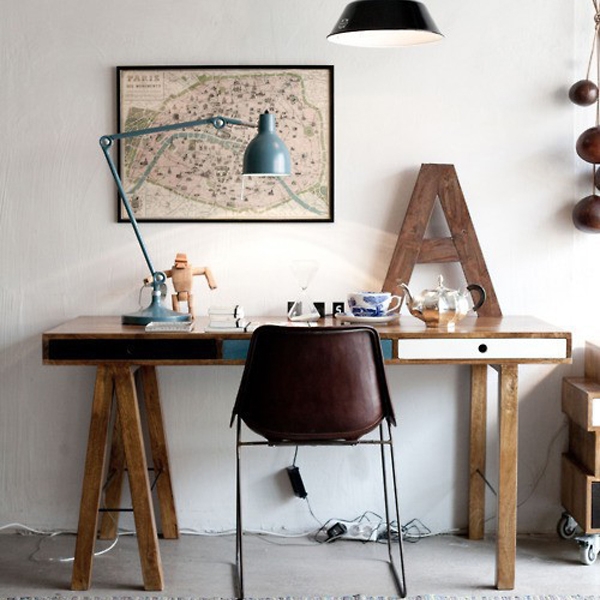 home office ideas with wooden desk