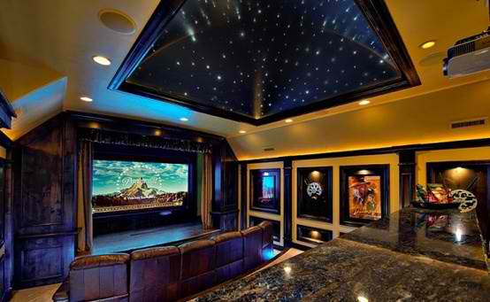 home theater room with sky roof led