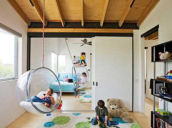 kid's play room eith bubble chairs