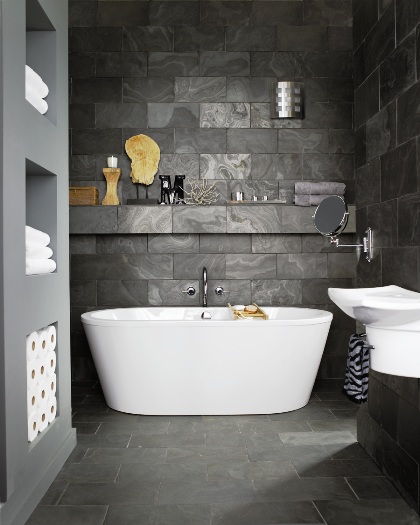 grey stone bathroom design