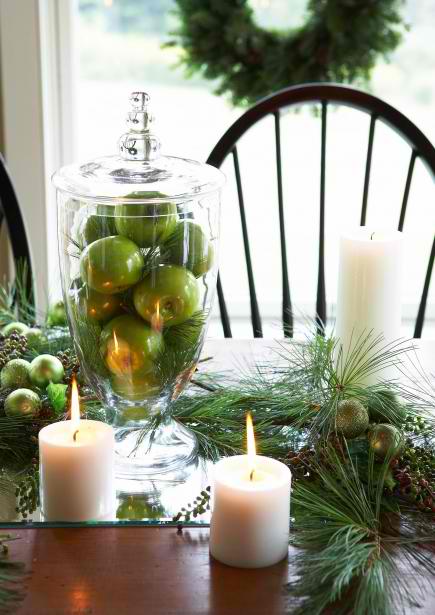 green apples tower Christma centerpieces