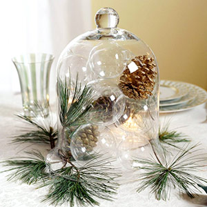 Christmas table centerpieces by pine cones