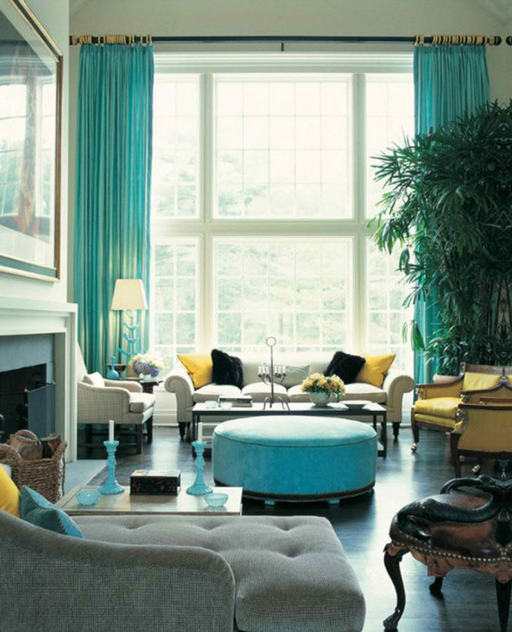 turquoise and yellow living room color scheme