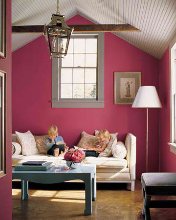 vivid pink color walls living room ideas