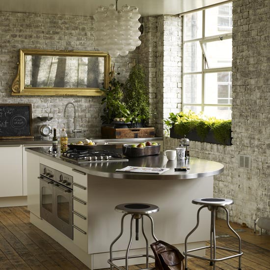 kitchen design with brick wall ideas
