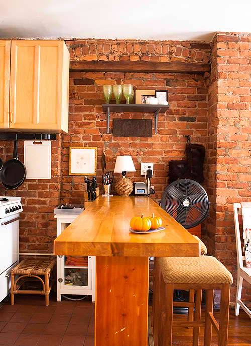 kitchen with brick wall 2