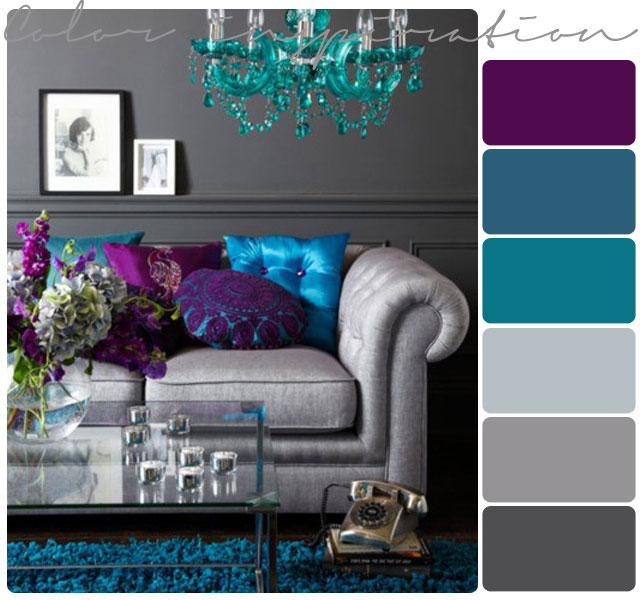26 Amazing Living Room Color Schemes, Teal And Grey Living Room