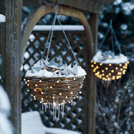 outdoor christmas decorations basket with lights