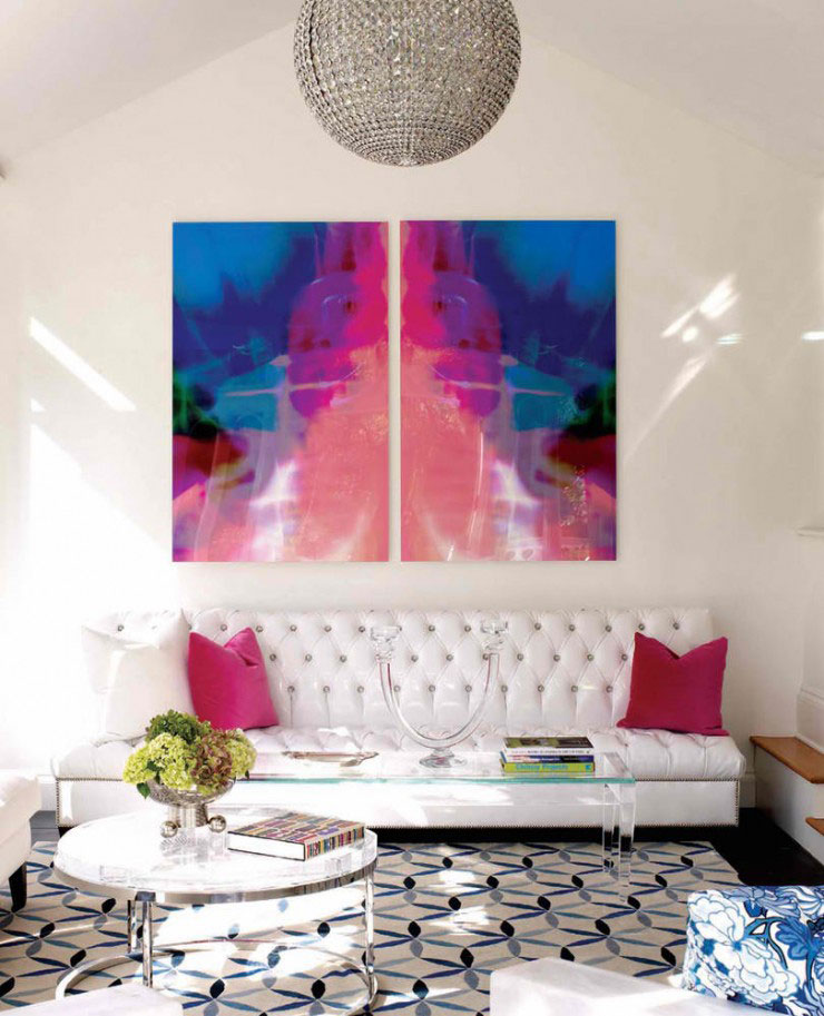 white blue and pink living room color scheme