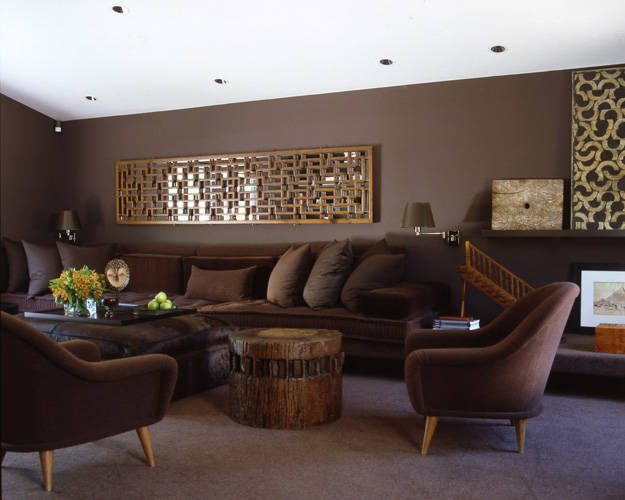 earth chocolate color living room design